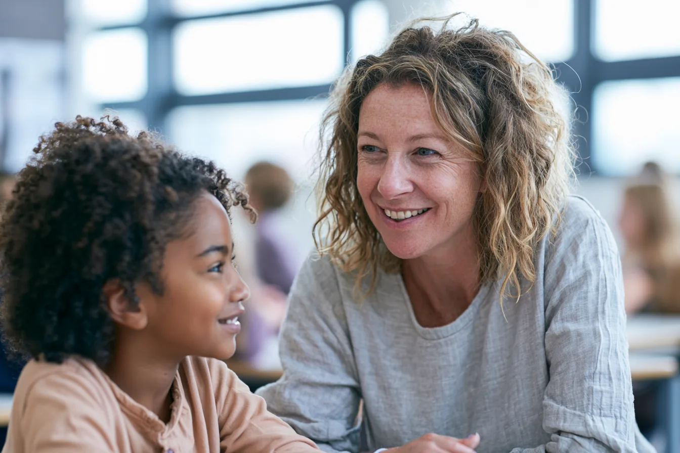 Une enseignante et un élève en train de discuter — Levier 3 — Cultiver l'autonomie et le pouvoir de choisir
